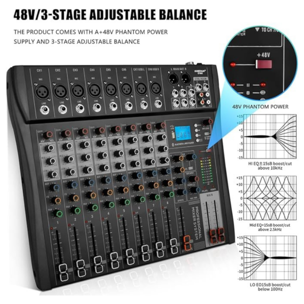 8 Channel Professional Audio Mixer